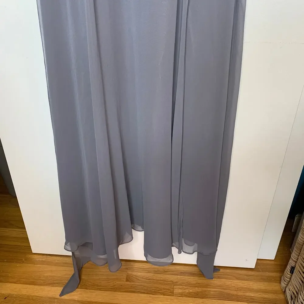 NWT David's Bridal Chiffon Surplice Neck Tank full length bridesmaid dress US 4 - Picture 6 of 11